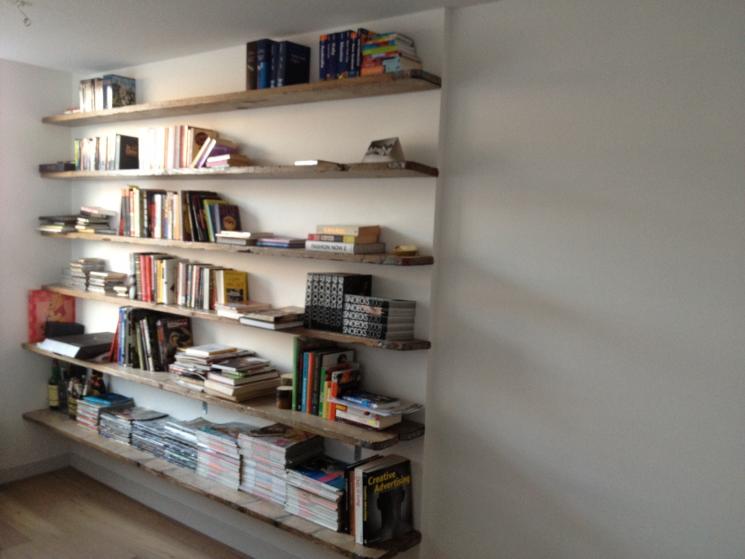 boekenkast, steigerhout, zwevende plank, amsterdam