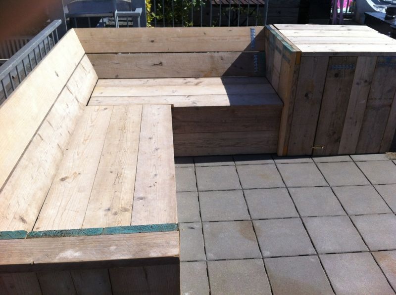 bank, steigerhout, dakterras, Amsterdam